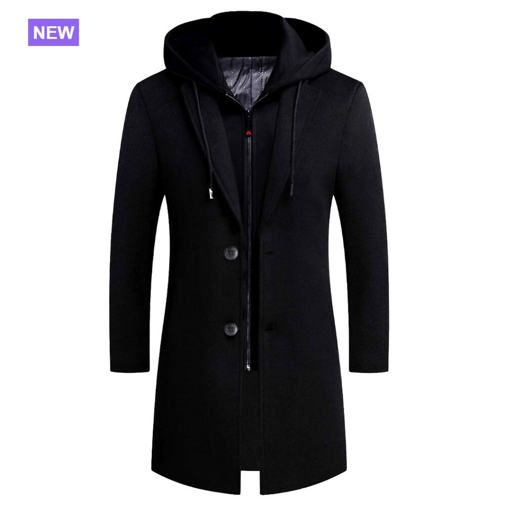 Wool Blend Trench Coat Overcoat Long Top Coat Warm Pea Coat